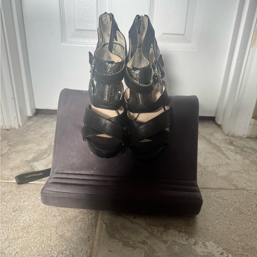 Black Leather Women's Sandals